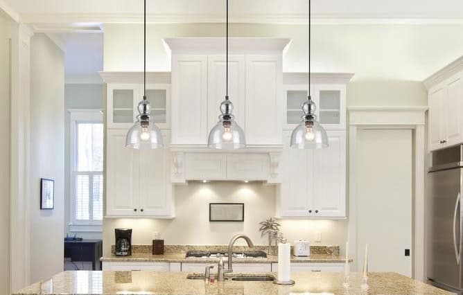 pendant lighting for kitchen island with white cabinet